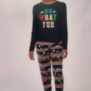 Sleep chic oh what fun blue 2 pc set pajama L 🎄 NEW NWT